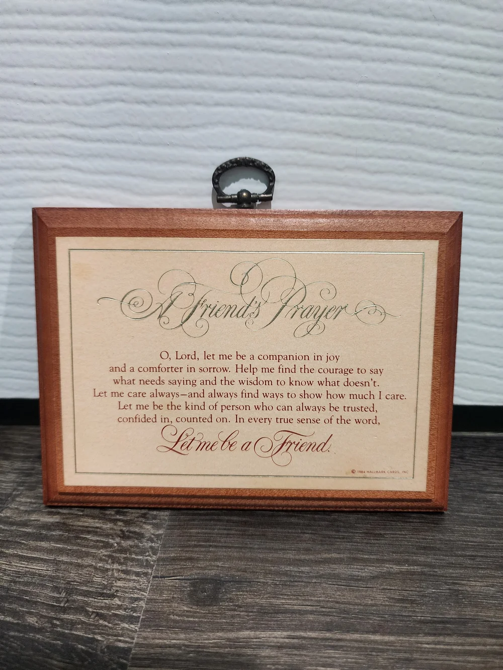 Vintage Friend's Prayer Framed Wall Plaque by Hallmark 1984